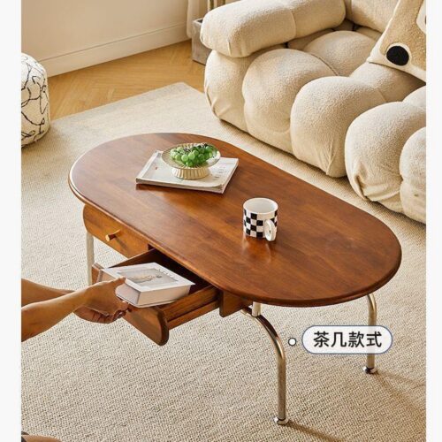 Mid‑Century Wood TV Stand & Coffee Table Set, Retro Solid Wood Storage Entertainment Unit With Metal Legs - Coffee ...