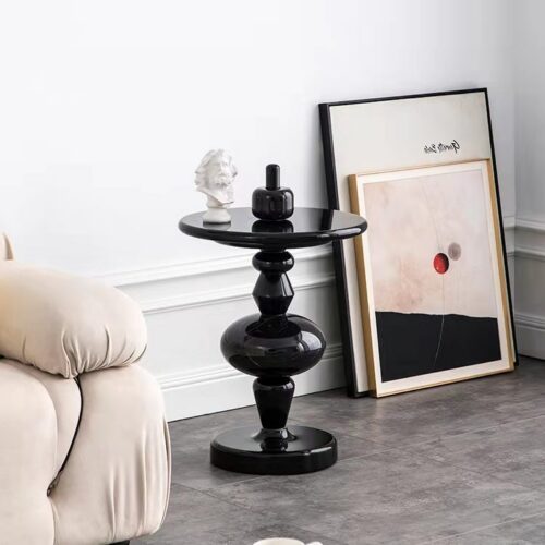 Creative Colorful Round Side Table, Nordic Small Accent Table, Versatile Nightstand Coffee Table for Living Room Bedroom H...