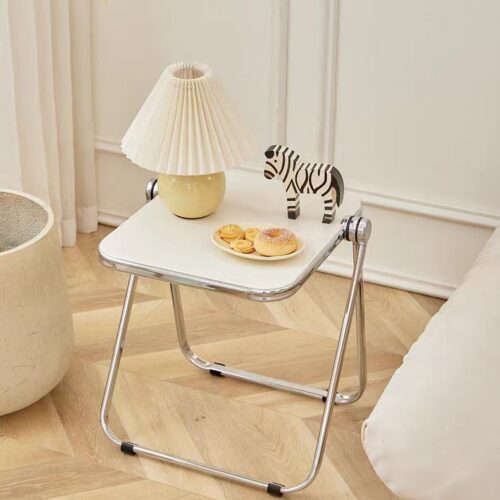 Nordic Light Luxury Folding Transparent Side Table Simple Small Coffee Table for Balcony Bedroom Sofa Corner - Bedside tab...