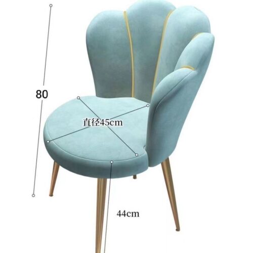 Petal-Shaped Velvet Dining Chair - Metal dining chair - QONKA HOME