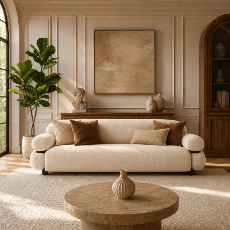 3-Seater Sofa Rounded Silhouette - Sofa - QONKA HOME