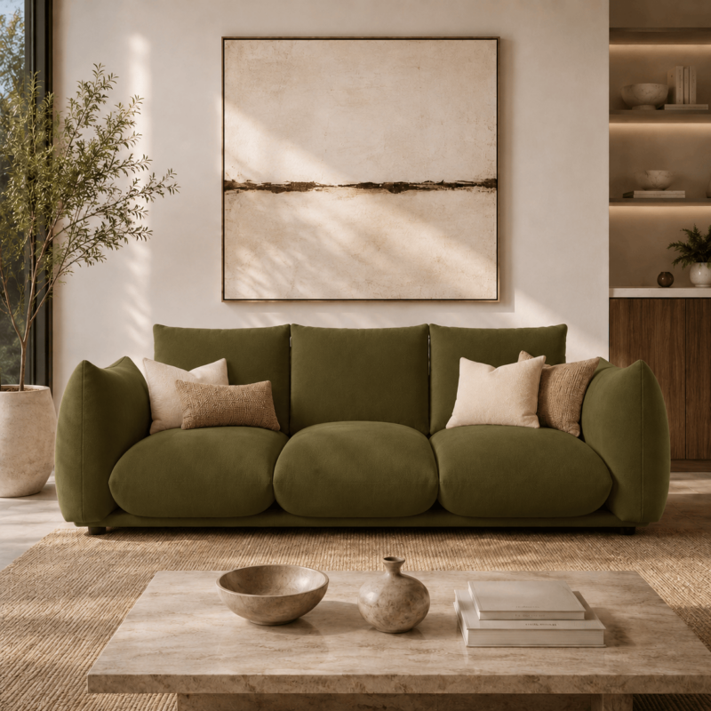4-Seater Curved Arm Sofa - Sofa - QONKA HOME