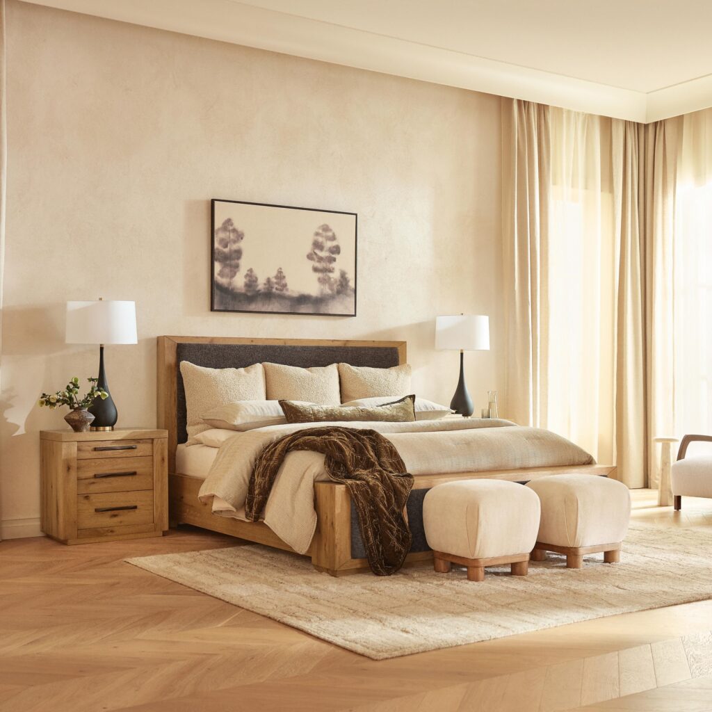 California King Upholstered Panel Bed - Bed - QONKA HOME