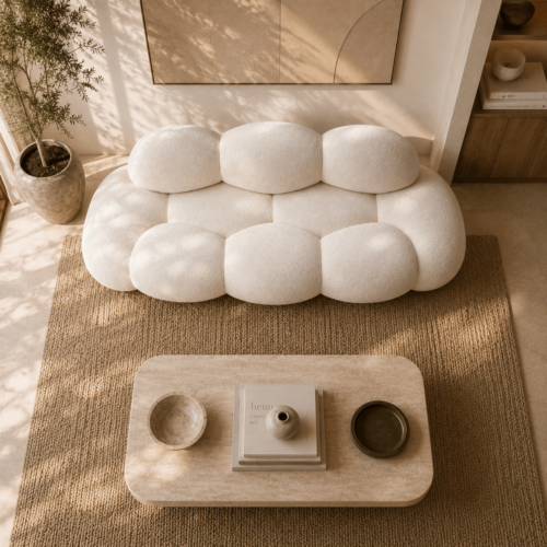 Cloud‑Shaped Boucle Wabi‑Sabi Bubble Sofa Soft Modular Couch For Home Decor - Sofa - QONKA HOME