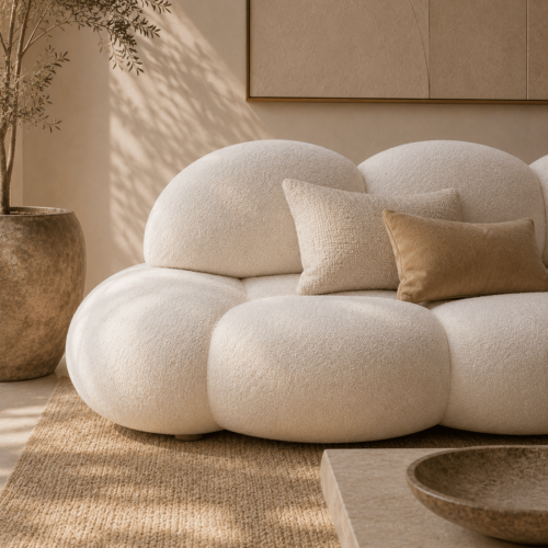 Cloud‑Shaped Boucle Wabi‑Sabi Bubble Sofa Soft Modular Couch For Home Decor - Sofa - QONKA HOME