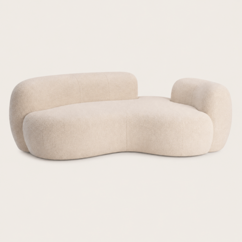 Soft Teddy Boucle Wabi‑Sabi Irregular Curved Sofa For Modern Living Room - Sofa - QONKA HOME