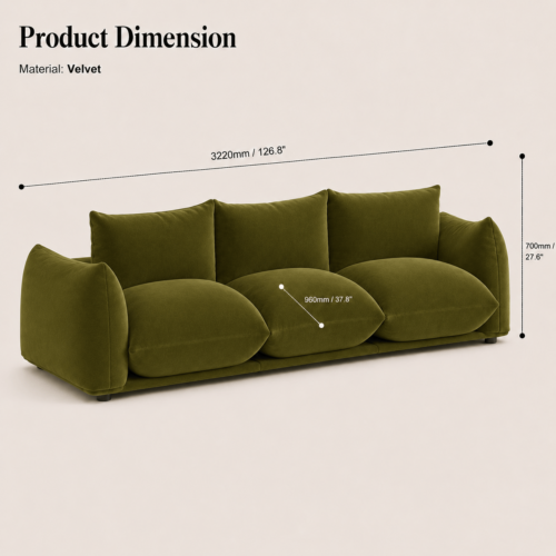 4-Seater Curved Arm Sofa - Sofa - QONKA HOME