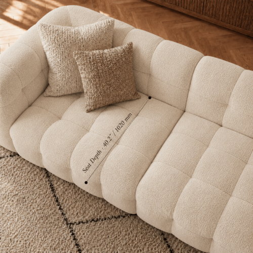 cream style tufted boucle fabric marshmallow sofa - Sofa - QONKA HOME