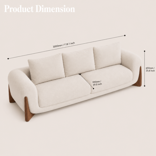 4-Seater Curved Arm Sofa - Sofa - QONKA HOME