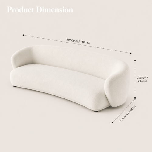 Cozy White Teddy Boucle Curved Arc Sofa Minimalist Wabi‑Sabi Living Room Furniture - Sofa - QONKA HOME