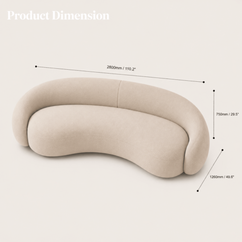 Plush Boucle Wabi‑Sabi Curved Sofa Soft Curved Couch For Modern Living Room - Sofa - QONKA HOME