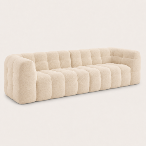 cream style tufted boucle fabric marshmallow sofa - Sofa - QONKA HOME