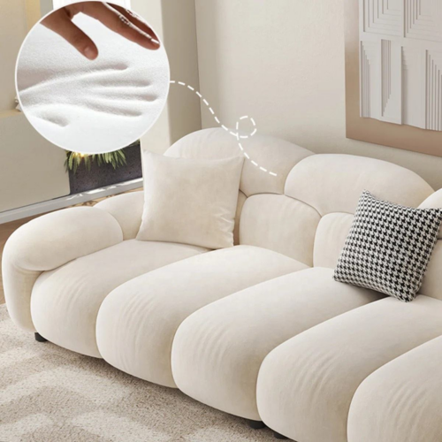 Cream White Boucle Cloud Curved Modular Sofa - Sofa - QONKA HOME