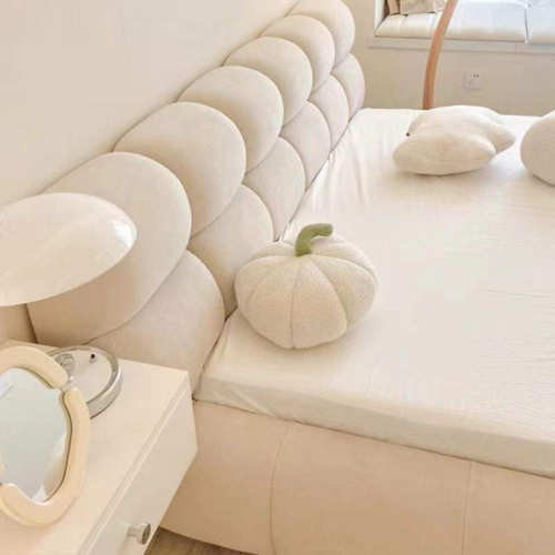 Cream Cloud Upholstered Bed - Bed - QONKA HOME