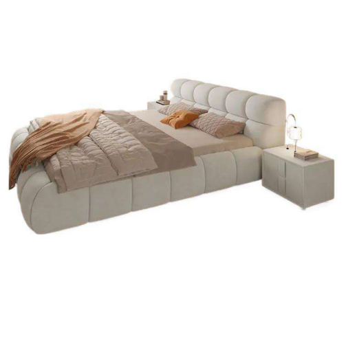 Cream Cloud Upholstered Bed - Bed - QONKA HOME