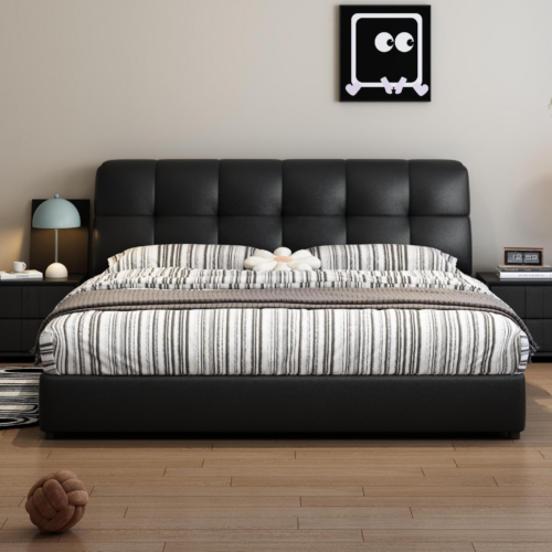 Tufted Leather Storage Bed - Bed - QONKA HOME