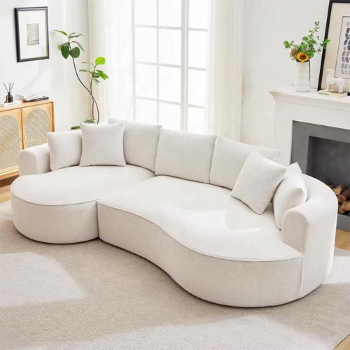 Curved Sofa Couch With Chaise - Sofa - QONKA HOME
