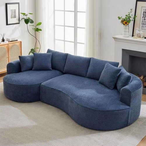 Curved Sofa Couch With Chaise - Sofa - QONKA HOME