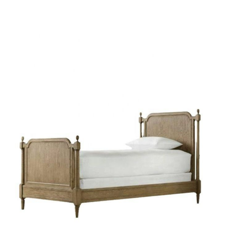 Vintage Washed Oak Solid Wood Bed - Bed - QONKA HOME