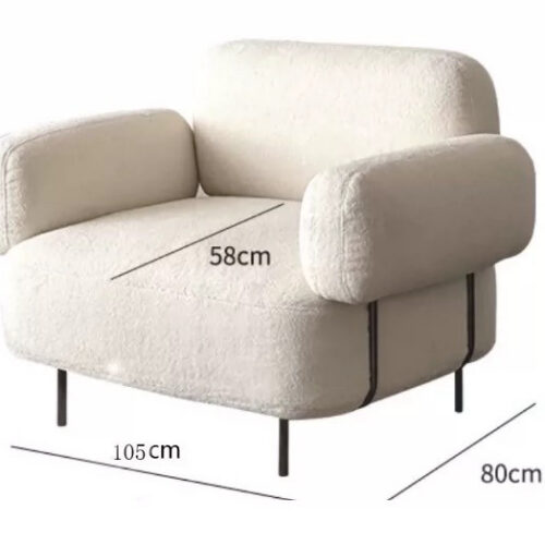 Italian-style Single-seater Sofa, French Vintage Wabi-sabi-style Lambswool - Living room furniture - QONKA HOME