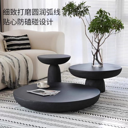 Travertine Effect sofe  Side Table Coffee Table Set - Coffee table - QONKA HOME