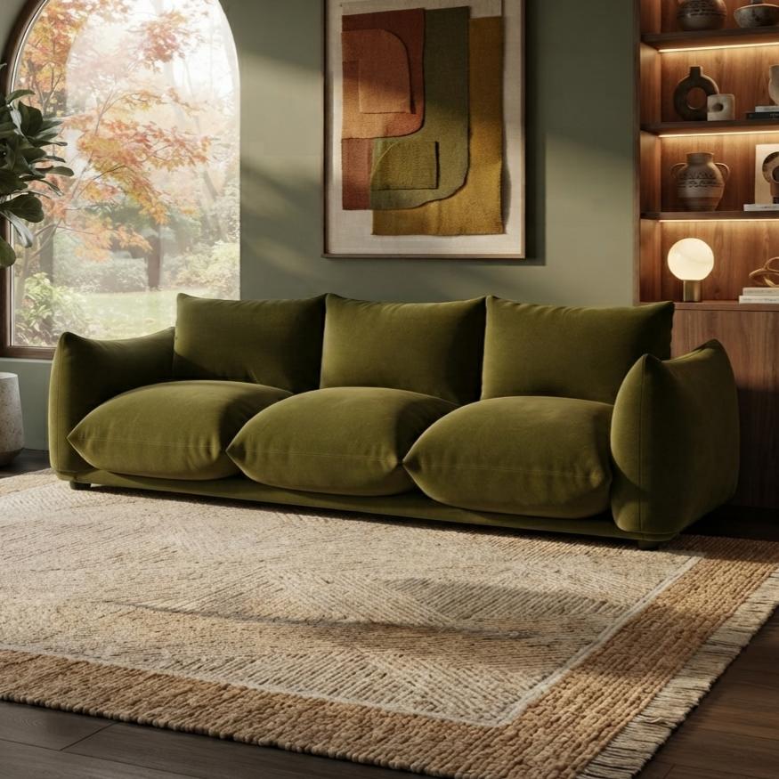 4-Seater Curved Arm Sofa - Sofa - QONKA HOME