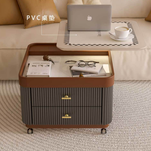 Square Lift‑Top Mobile Nightstand With Drawers & Side Table &Storage Bedside Cabinet With LED Light - Bedroom ...