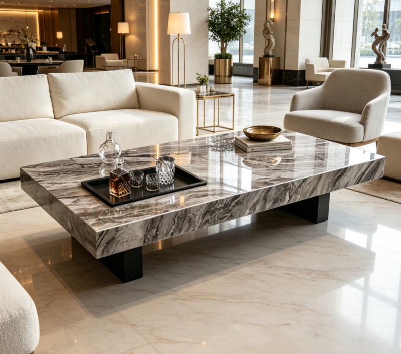 Italian Minimalist Sintered Stone Coffee Table, Rectangle & Square - Coffee table - QONKA HOME