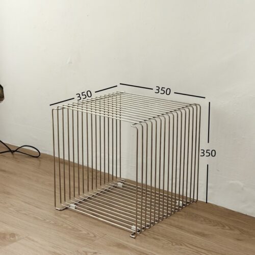 Minimalist Stainless Steel Wire Side Table Open Storage Square Accent End Table - Bedside table - QONKA HOME