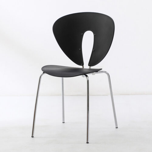 Modern Hollow Plastic Dining Chair with Color Coated Metal Legs Creative Curved Accent Chair - Metal dining chair - QONKA ...