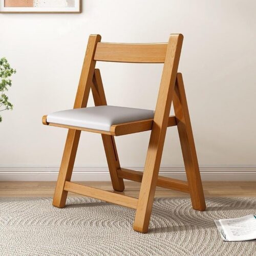 Solid Rubber Wood Folding Dining Chair Multi‑Color PU Leather Padded Fold‑able Side Chair for Kitchen Apartment - Soli...