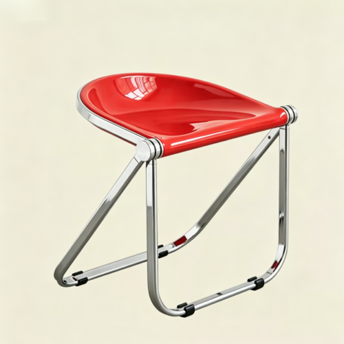 Folding Dining Chair Glossy PC Panel Chrome Plated Metal Frame Modern Transparent Accent Side Chair For Home Living Room C...