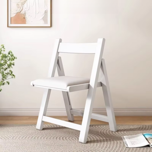 Solid Rubber Wood Folding Dining Chair Multi‑Color PU Leather Padded Fold‑able Side Chair for Kitchen Apartment - Soli...