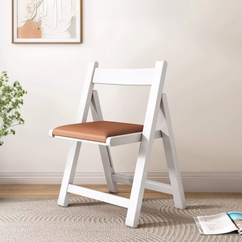 Solid Rubber Wood Folding Dining Chair Multi‑Color PU Leather Padded Fold‑able Side Chair for Kitchen Apartment - Soli...