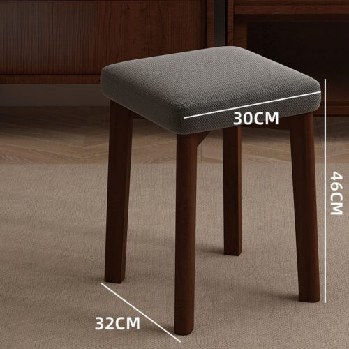 Stackable Solid Rubber Wood Stool Upholstered Cushioned Square Stool Multi-purpose Dining Stool for Home Kitchen - Solid w...