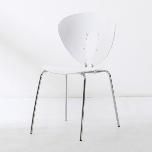 Modern Hollow Plastic Dining Chair with Color Coated Metal Legs Creative Curved Accent Chair - Metal dining chair - QONKA ...