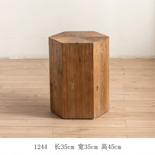 Rustic Distressed Wood Center Table Hexagonal Trapezoidal Rectangular - Coffee table - QONKA HOME