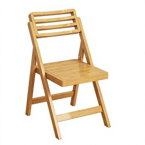Natural Bamboo Folding Dining Chair Slatted Hollow Backrest Solid Bamboo Foldable Side Chair Indoor Balcony Patio - Solid ...