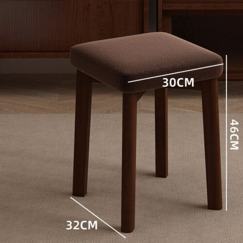 Stackable Solid Rubber Wood Stool Upholstered Cushioned Square Stool Multi-purpose Dining Stool for Home Kitchen - Solid w...