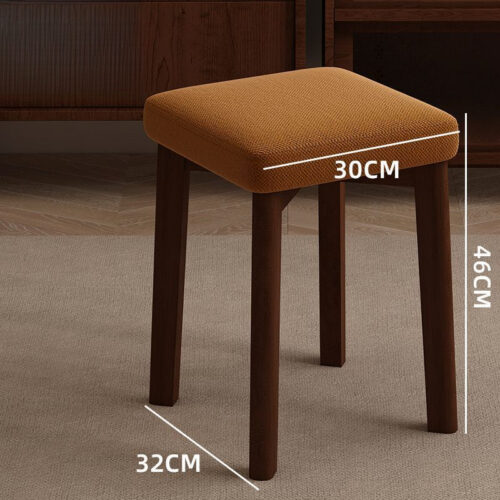 Stackable Solid Rubber Wood Stool Upholstered Cushioned Square Stool Multi-purpose Dining Stool for Home Kitchen - Solid w...