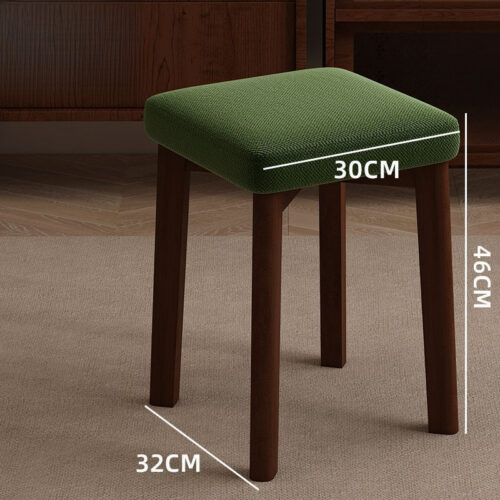 Stackable Solid Rubber Wood Stool Upholstered Cushioned Square Stool Multi-purpose Dining Stool for Home Kitchen - Solid w...
