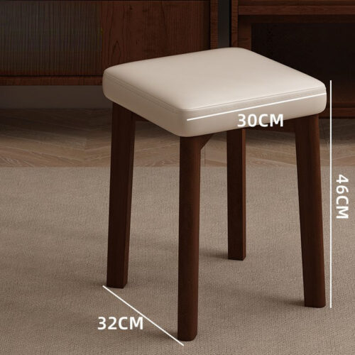 Stackable Solid Rubber Wood Stool Upholstered Cushioned Square Stool Multi-purpose Dining Stool for Home Kitchen - Solid w...
