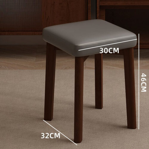 Stackable Solid Rubber Wood Stool Upholstered Cushioned Square Stool Multi-purpose Dining Stool for Home Kitchen - Solid w...