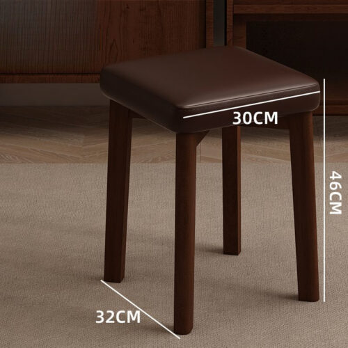Stackable Solid Rubber Wood Stool Upholstered Cushioned Square Stool Multi-purpose Dining Stool for Home Kitchen - Solid w...
