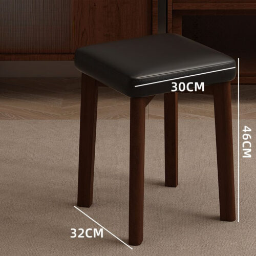 Stackable Solid Rubber Wood Stool Upholstered Cushioned Square Stool Multi-purpose Dining Stool for Home Kitchen - Solid w...