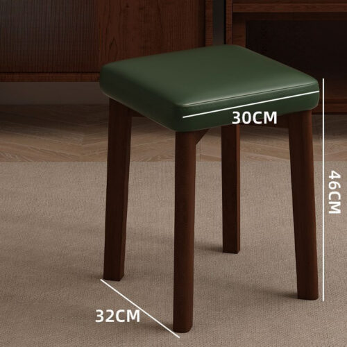 Stackable Solid Rubber Wood Stool Upholstered Cushioned Square Stool Multi-purpose Dining Stool for Home Kitchen - Solid w...