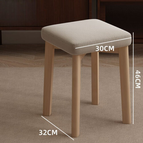 Stackable Solid Rubber Wood Stool Upholstered Cushioned Square Stool Multi-purpose Dining Stool for Home Kitchen - Solid w...