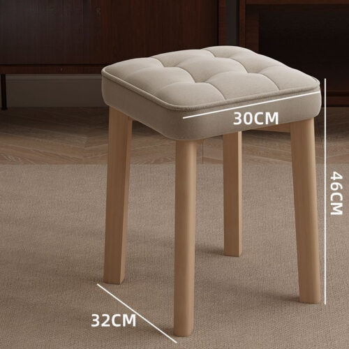 Stackable Solid Rubber Wood Stool Upholstered Cushioned Square Stool Multi-purpose Dining Stool for Home Kitchen - Solid w...