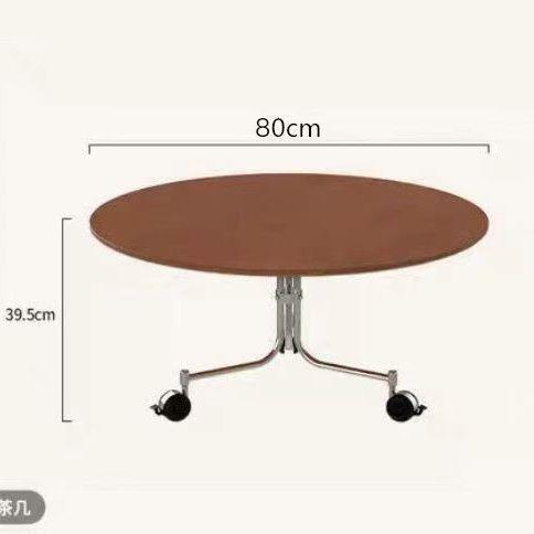 Mid‑Century Metal Swivel Base Movable Round Wooden/galss Coffee Table - Coffee table - QONKA HOME