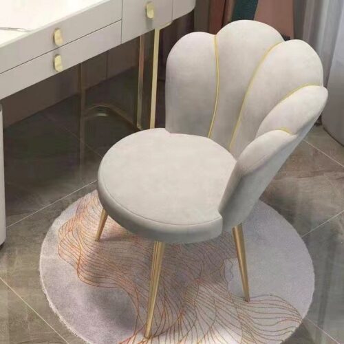 Petal-Shaped Velvet Dining Chair - Metal dining chair - QONKA HOME